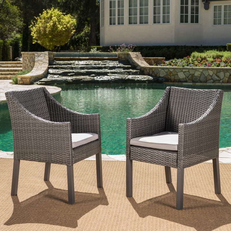 Alameda Outdoor 9-piece Rectangular Wicker Dining Set with Cushions by Christopher Knight Home - N/A