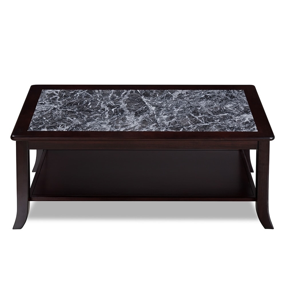 Sleeplanner White Natural Marble Top Espresso Solid Wood Coffee Table Sleeplanner White Natural Marble Top Espresso Solid Wood Coffee Table