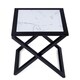 Gracewood Hollow Kikic Natural Marble and Black Solid Wood X-end Accent Table - Thumbnail 0