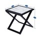 Gracewood Hollow Kikic Natural Marble and Black Solid Wood X-end Accent Table - Thumbnail 5
