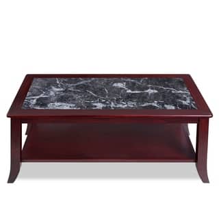 Marble Coffee Tables Online At Our Best Living Sleeplanner Black Natural Marble Top Cherry Solid Wood Coffee Table