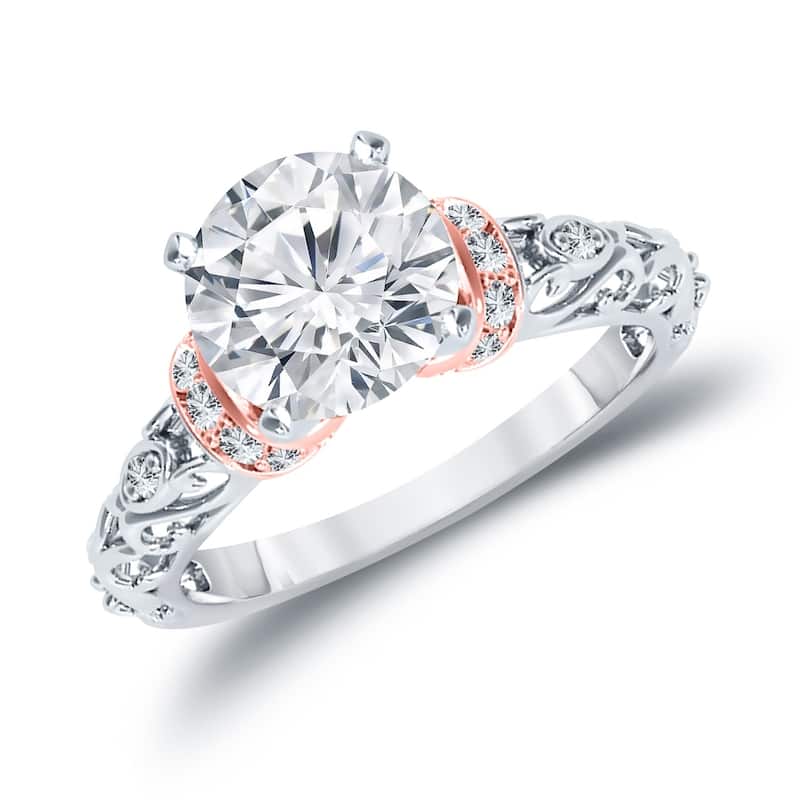 Auriya 14k Two-Tone Gold 3/4ctw Vintage Solitaire Diamond Engagement Ring