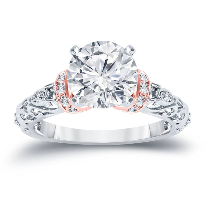 Auriya 14k Two-Tone Gold 3/4ctw Vintage Solitaire Diamond Engagement Ring