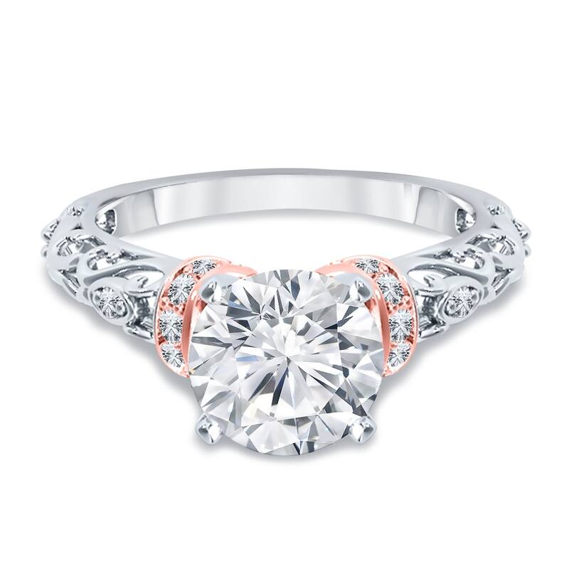 Auriya 14k Two-Tone Gold 1/2ctw Vintage Solitaire Diamond Engagement Ring