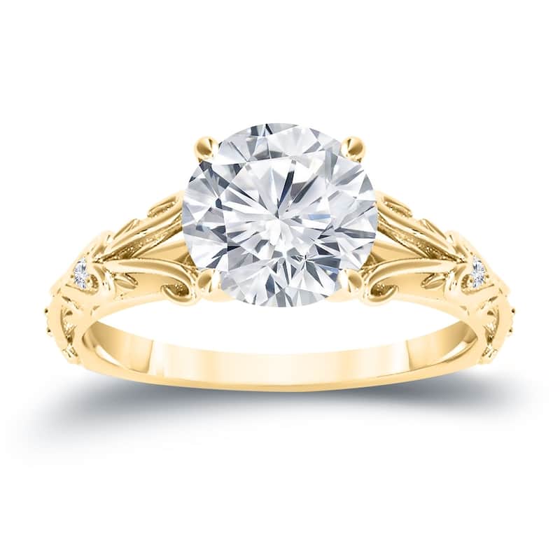 Auriya 14k Gold 3/4ctw Vintage Solitaire Diamond Engagement Ring - Yellow - 5.5
