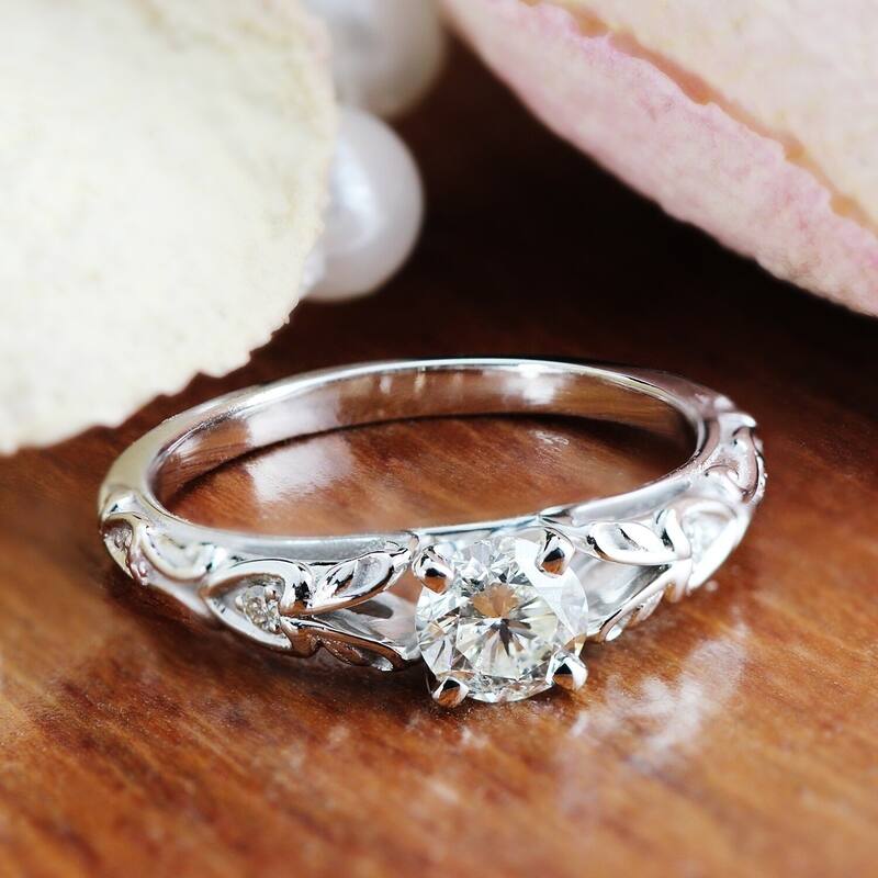 Auriya 14k Gold 3/4ctw Vintage Solitaire Diamond Engagement Ring