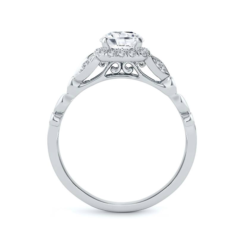 Auriya 14K Gold 1/2ct TDW Vintage Floral Carved Halo Diamond Engagement Ring