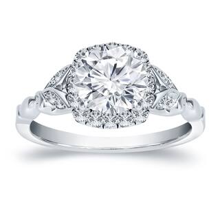 auriya 14k gold 12ct tdw vintage nature inspired carved diamond halo engagement ring - Nature Inspired Wedding Rings auriya 14k gold 12ct tdw vintage nature inspired carved diamond halo engagement ring - Nature Inspired Wedding Rings