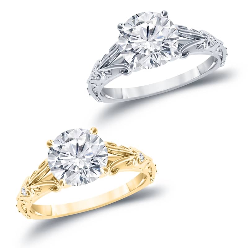 Auriya 14k Gold 1/2ctw Vintage Solitaire Diamond Engagement Ring