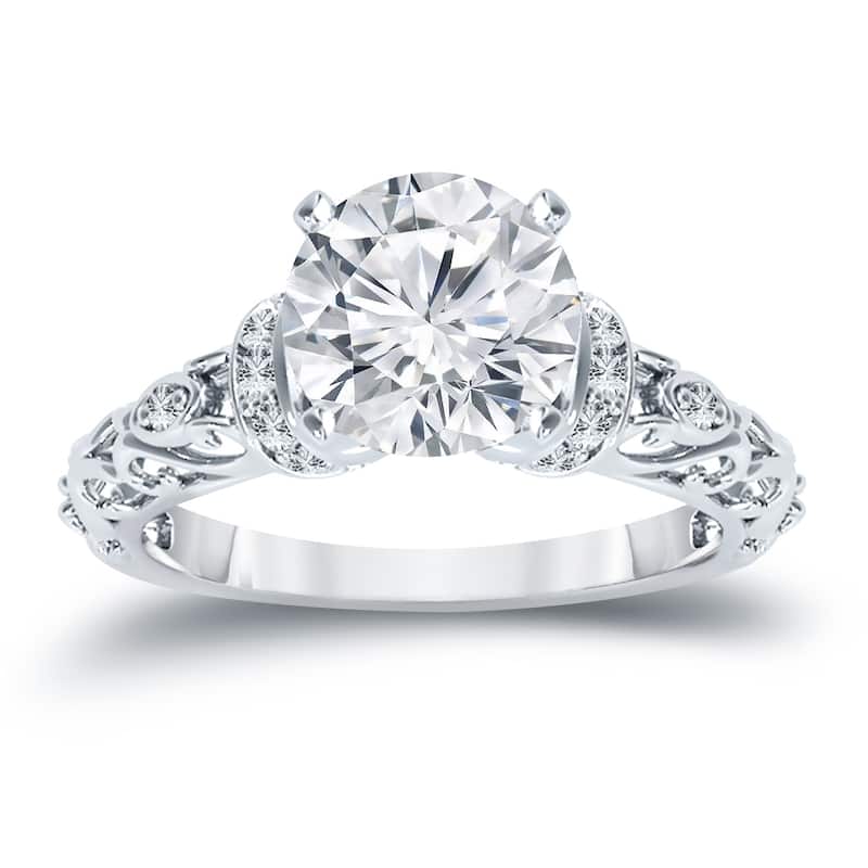 Auriya Ornate Vintage 3/4ctw Round Diamond Engagement Ring 14k Gold