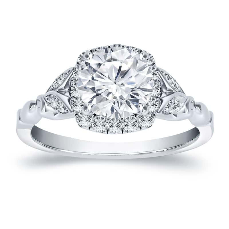 Auriya 14k Gold 3/4ctw Floral Vintage Halo Diamond Engagement Ring - White - 8