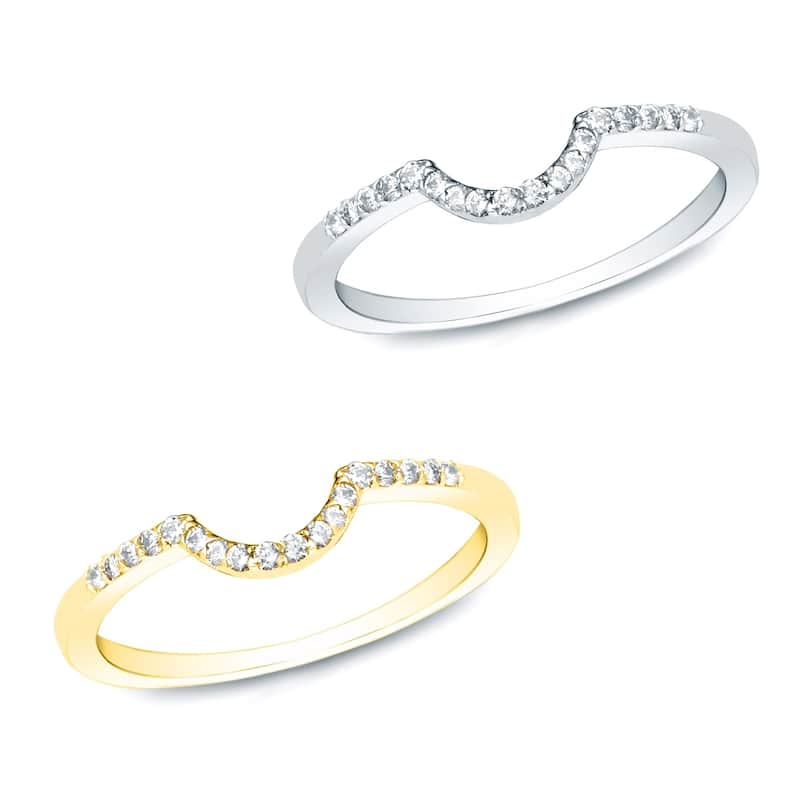 Auriya Contoured 1/4ctw Round Diamond Wedding Band 14k Gold