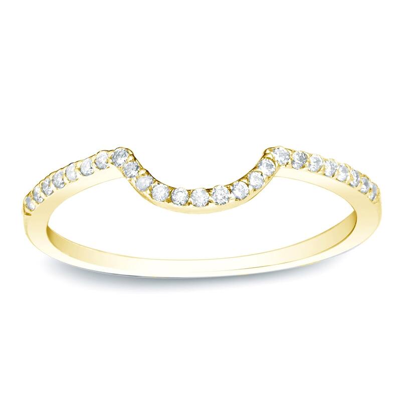 Auriya Curved 1/6ctw Round Diamond Wedding Band 14k Gold - 8 - Yellow