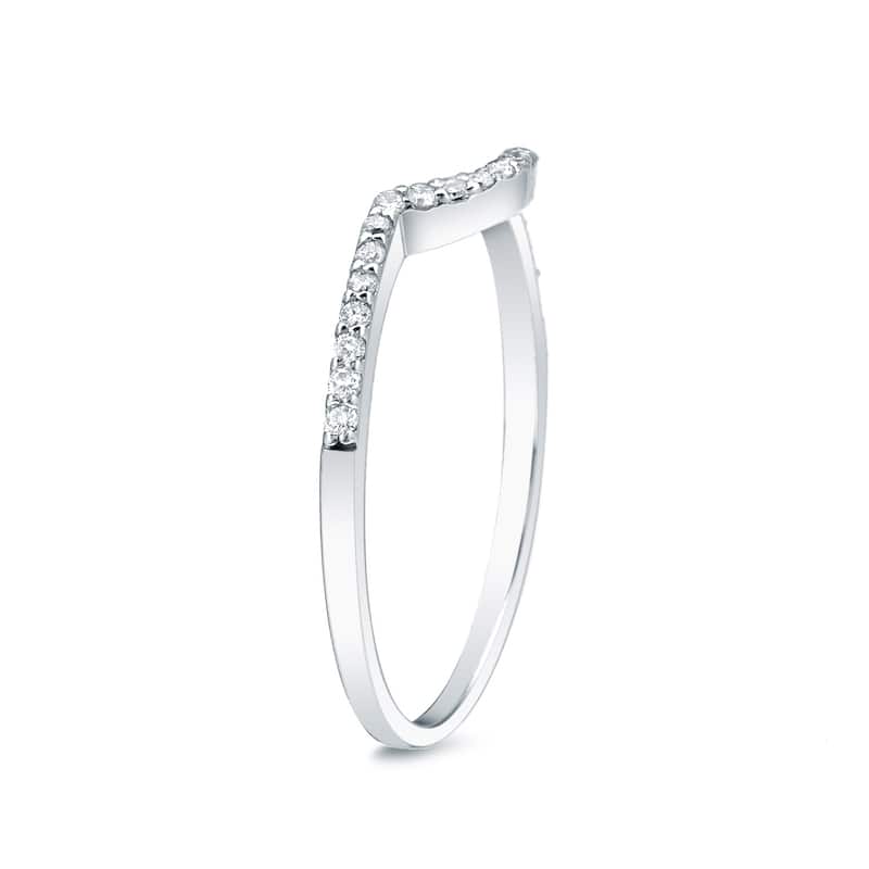 Auriya Curved 1/6ctw Round Diamond Wedding Band 14k Gold