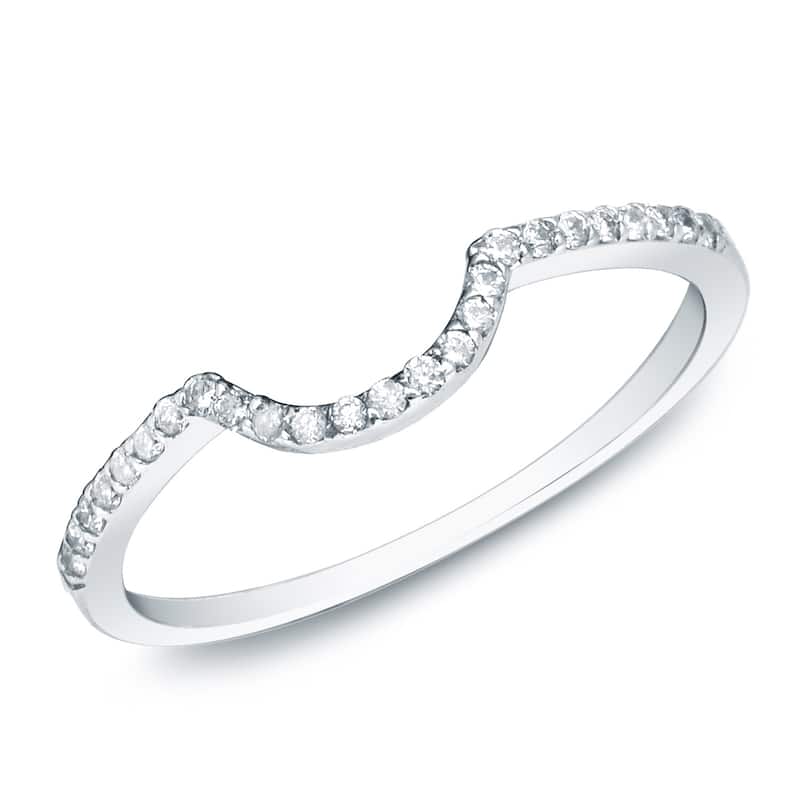 Auriya Curved 1/6ctw Round Diamond Wedding Band 14k Gold