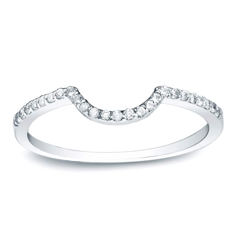 Auriya Curved 1/6ctw Round Diamond Wedding Band 14k Gold - 7.5 - White
