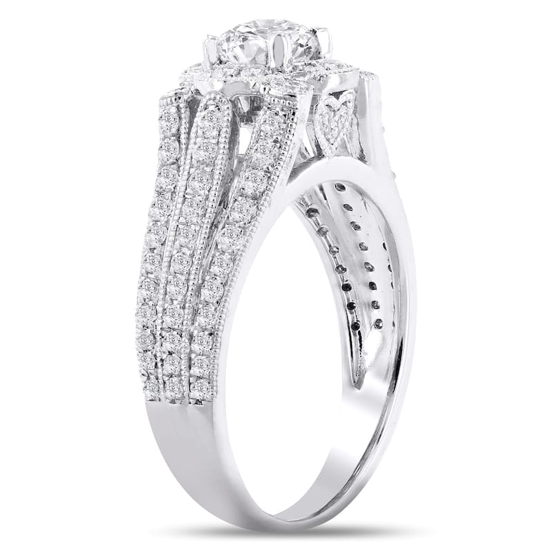 Auriya Platinum 1 1/3ctw Unique Vintage Diamond Engagement Ring (F, I1) (D-F, VS1-VS2)