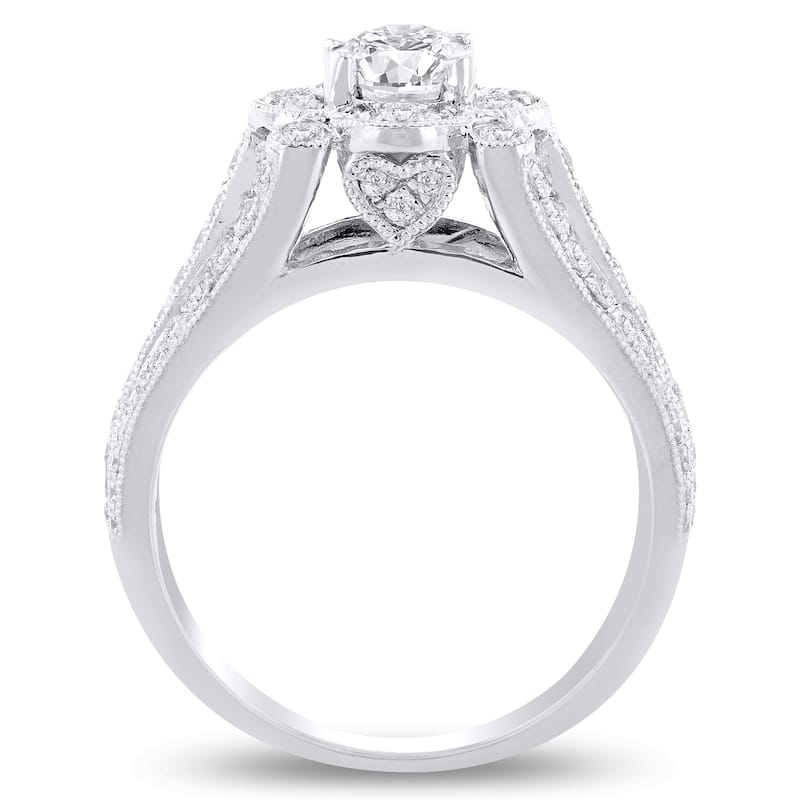 Auriya Platinum 1 1/3ctw Unique Vintage Diamond Engagement Ring (F, I1) (D-F, VS1-VS2)