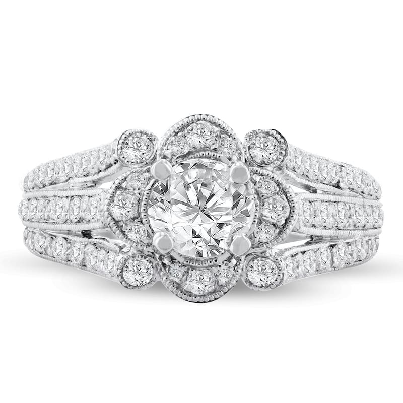 Auriya Platinum 1 1/3ctw Unique Vintage Diamond Engagement Ring (F, I1) (D-F, VS1-VS2)