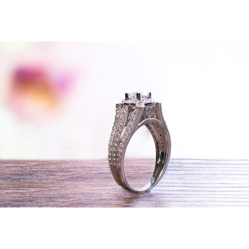Auriya Platinum 1 1/3ctw Unique Vintage Diamond Engagement Ring (F, I1) (D-F, VS1-VS2)