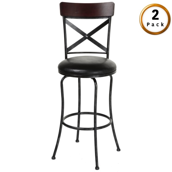 Leggett & Platt Austin Metal Bar or Counter Stool with Upholstered Swivel-Seat, 2-Pack