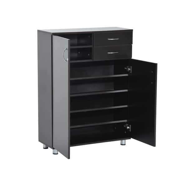 Shop Homcom Shoe Cabinet Wood Shelf Storage Organizer W Drawers