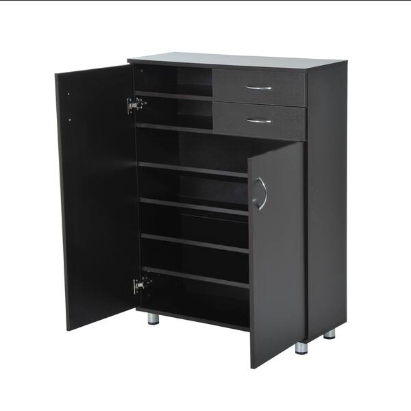 Shop Homcom Shoe Cabinet Wood Shelf Storage Organizer W Drawers