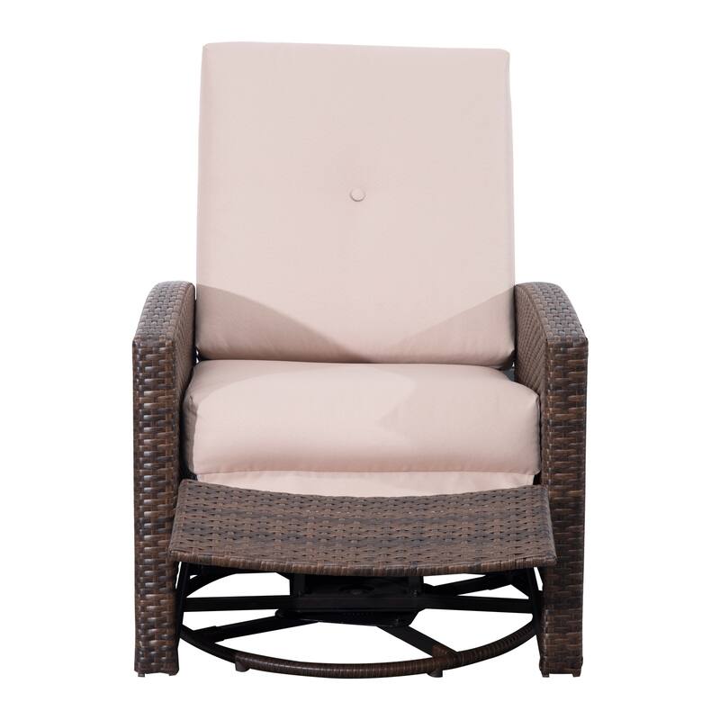 Outsunny Outdoor Rattan Wicker Swivel Recliner Lounge Chair with Water/UV Fighting Material and Comfort