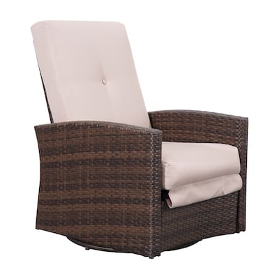 Outsunny Outdoor Rattan Wicker Swivel Recliner Lounge Chair with Water/UV Fighting Material and Comfort
