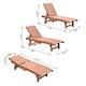 Outsunny Wooden Outdoor Chaise Lounge Patio Pool Chair w/ Pull-Out Tray