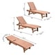 Outsunny Wooden Outdoor Chaise Lounge Patio Pool Chair w/ Pull-Out Tray - Thumbnail 1