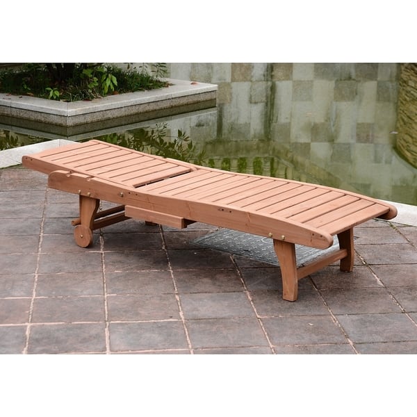 Middel Modderig verbrand Outsunny Solid Wood Outdoor Chaise Lounge Chair with Pull-out Tray - On  Sale - Overstock - 18126444