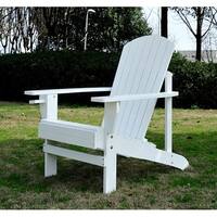 Outsunny Outdoor Classic Wooden Adirondack Deck Chair with Cup Holder & Comfortable Ergonomic Design, White