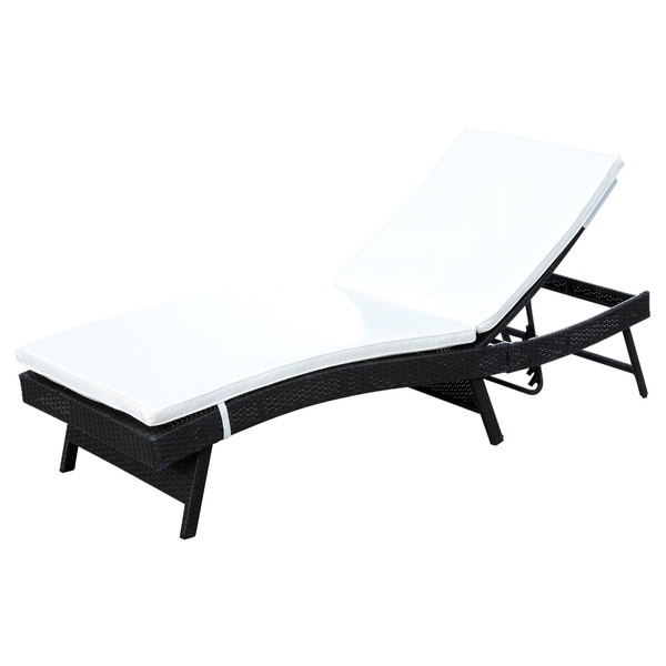 Outsunny Adjustable PE Rattan Chaise Lounge Chair