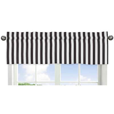 Sweet Jojo Designs Black and White Stripe Print Window Valance for the Paris Collection