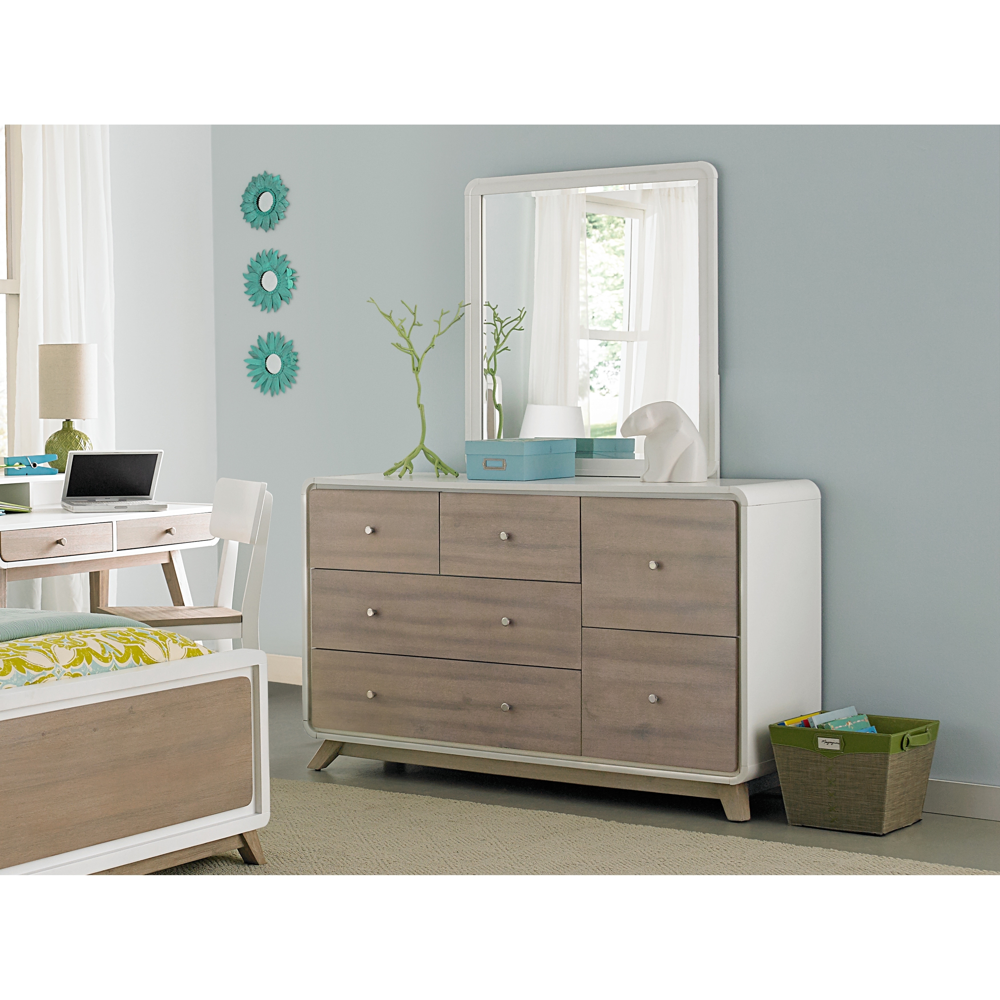 Shop Hillsdale East End 6 Drawer Dresser With Mirror Taupe White