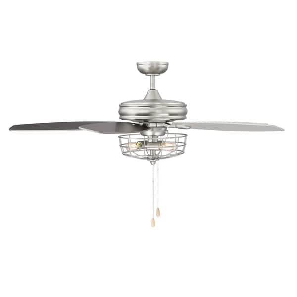 Shop 52 In 3 Light Brushed Nickel Ceiling Fan With Metal Wire