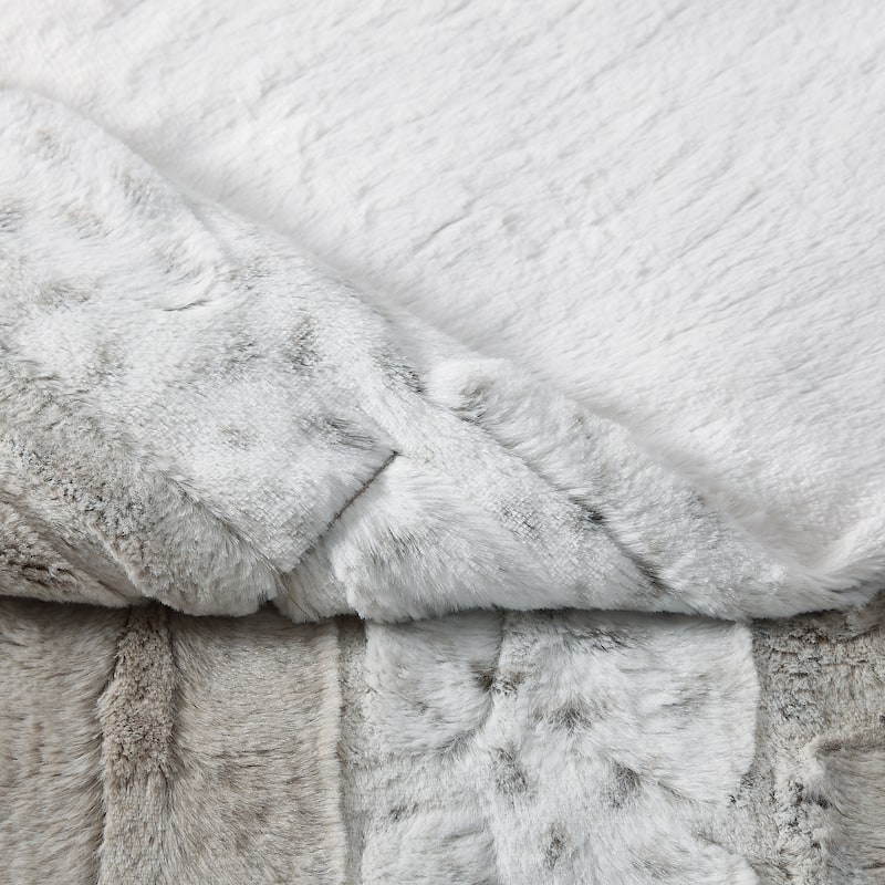 Christian Siriano NY® 60 x 70 Oversized Snow Leopard Neutral Faux Fur Filled Throw
