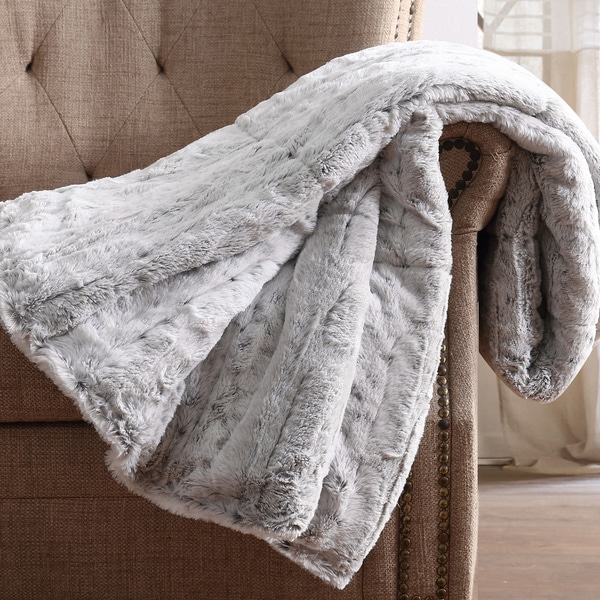 grey faux fur blanket