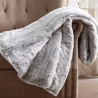 Christian Siriano 60 x 70 Oversized Snow Leopard Grey Faux Fur Filled Throw