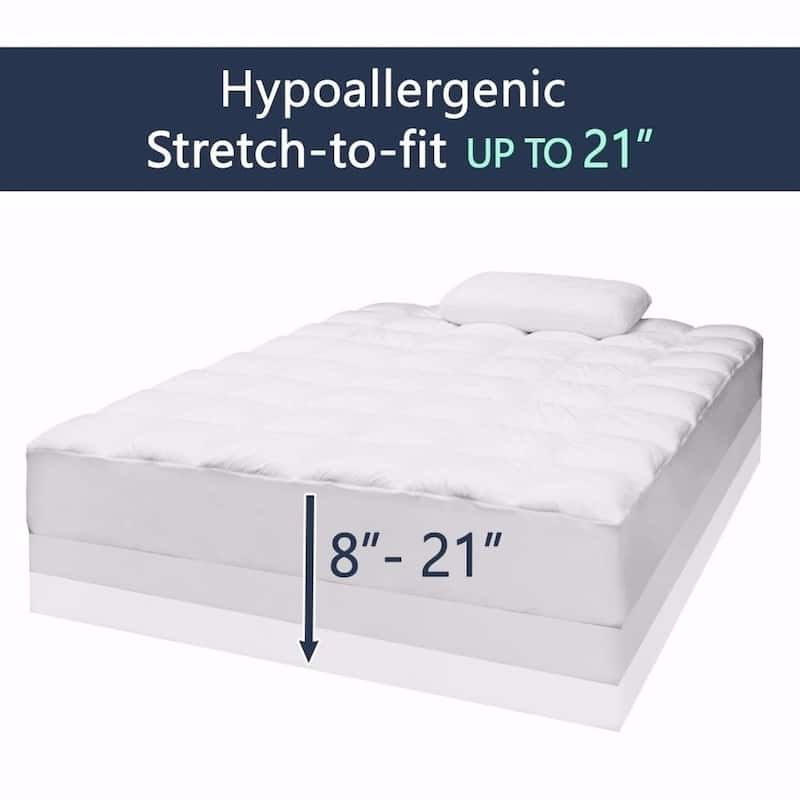 Premium Comfort Plush Quilted Mattress Pad - Crown Comfort - White