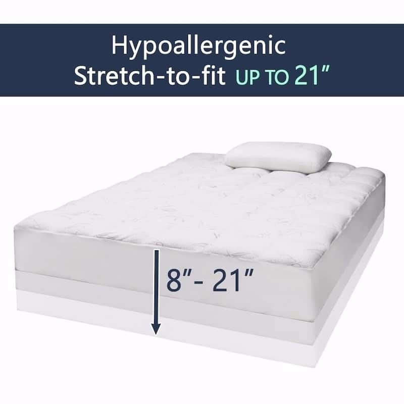 Supreme Comfort Rayon from Bamboo Quilted Mattress Pad - Crown Comfort - White