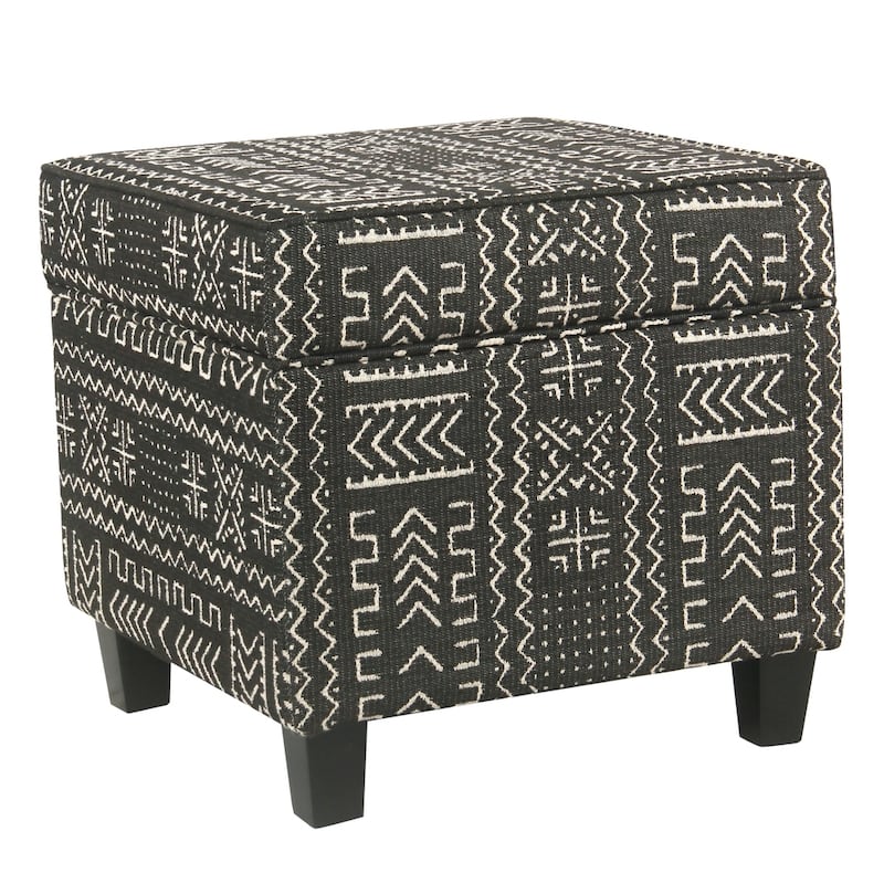 Carson Carrington Birkerod Onyx Square Ottoman with Lift Off Top