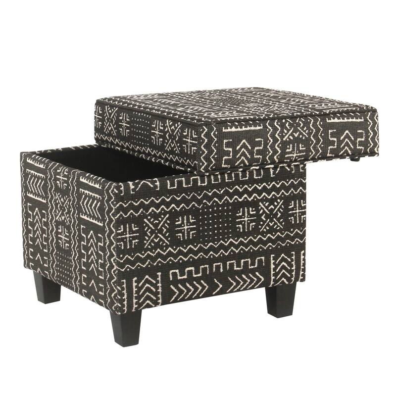 Carson Carrington Birkerod Onyx Square Ottoman with Lift Off Top