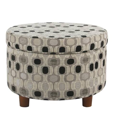 Porch & Den Ames Black Geo Round Storage Ottoman