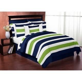 slide 2 of 2, Sweet Jojo Designs Navy and Lime Stripe Collection 4pc Twin Bedding Set