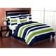 preview thumbnail 1 of 0, Sweet Jojo Designs Navy and Lime Stripe Collection 4pc Twin Bedding Set