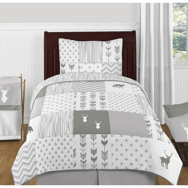 Shop 4pc Twin Bedding Set for the Grey and White Woodsy ...