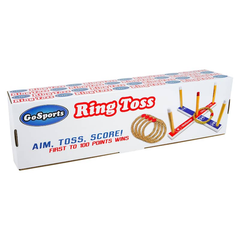 GoSports Premium Wooden Ring Toss Game with Carrying Case, Great for all Ages