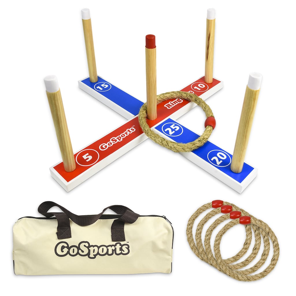 GoSports Premium Wooden Ring Toss Game with Carrying Case, Great for all Ages